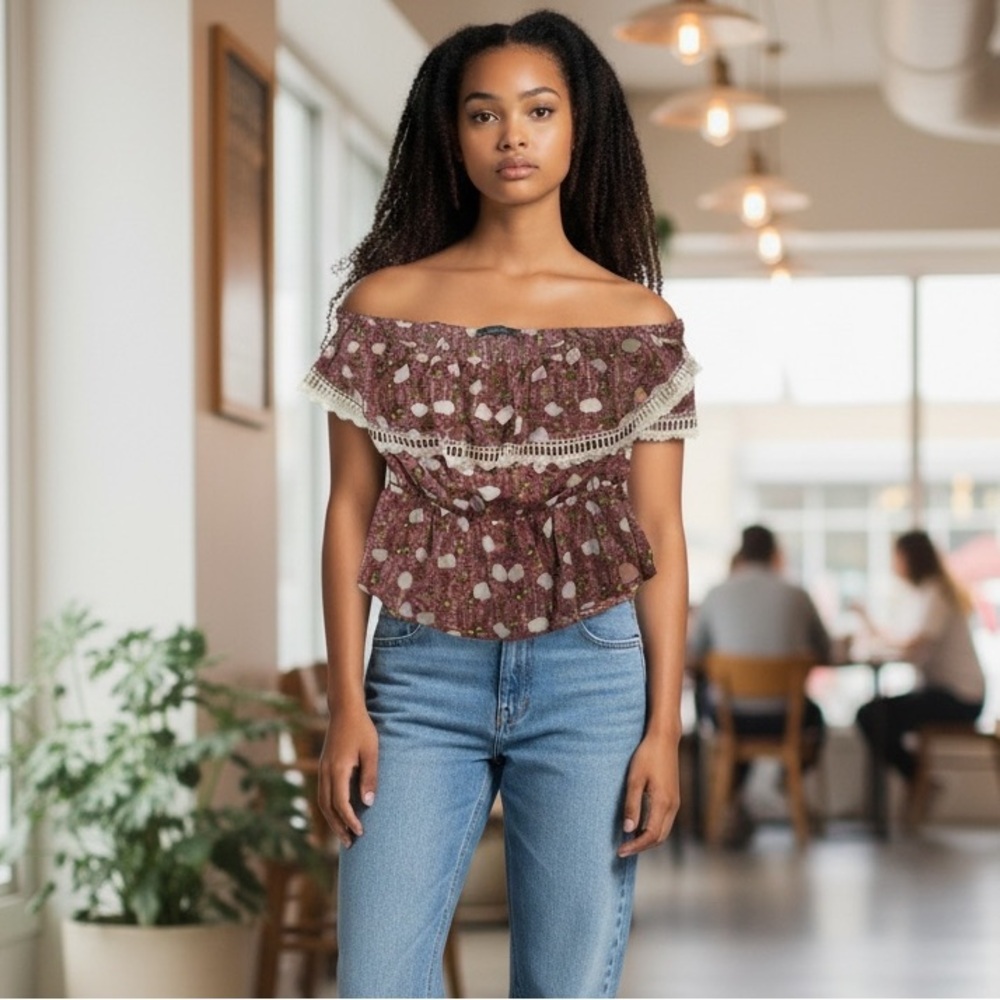 NEW Peppermint Boho Off Shoulder Blouse L